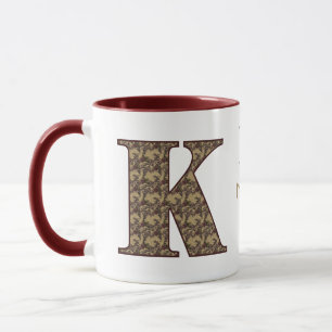 Monogramm Anfangsbuchstabe K Vintage-Blumenmuster Tasse