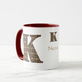 Monogramm Anfangsbuchstabe K Vintage-Blumenmuster Tasse (Vorderseite Links)