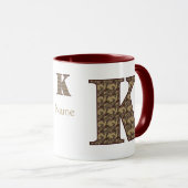 Monogramm Anfangsbuchstabe K Vintage-Blumenmuster Tasse (VorderseiteRechts)