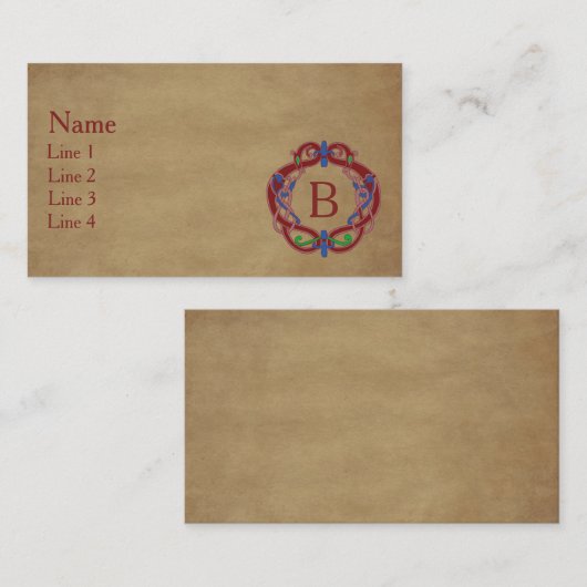 Monogramm Anfangsbuchstabe keltisches Design  Visitenkarte (Vorne/Hinten)