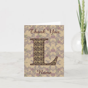 Monogramm Anfangsbuchstabe L Elegant Vintage Blume Dankeskarte