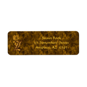 Monogramm Anfangsbuchstabe L Gold Pfingstrose Rück