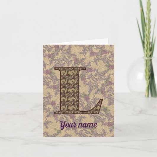 Monogramm Anfangsbuchstabe L Vintage-Blumenmuster (Vorderseite)