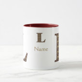 Monogramm Anfangsbuchstabe L Vintage-Blumenmuster  Tasse (Zentrum)