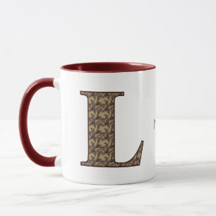 Monogramm Anfangsbuchstabe L Vintage-Blumenmuster Tasse