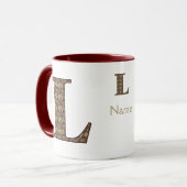 Monogramm Anfangsbuchstabe L Vintage-Blumenmuster  Tasse (Vorderseite Links)