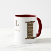 Monogramm Anfangsbuchstabe L Vintage-Blumenmuster  Tasse (VorderseiteRechts)