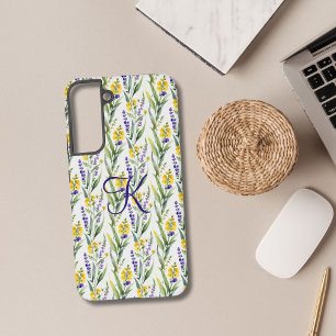 Monogramm Anfangsbuchstabe Lila Gelbe Wildblumenga Samsung Galaxy Hülle