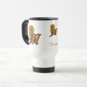 Monogramm Anfangsbuchstabe M Elegantes Gold Pfings Reisebecher (Vorderseite Links)