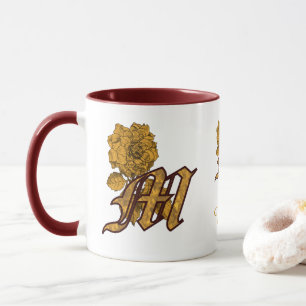 Monogramm Anfangsbuchstabe M Elegantes Gold Pfings Tasse
