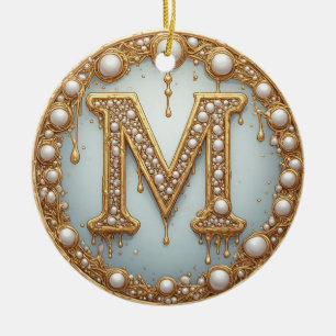 Monogramm Anfangsbuchstabe M Geschenk für Freundin Keramik Ornament