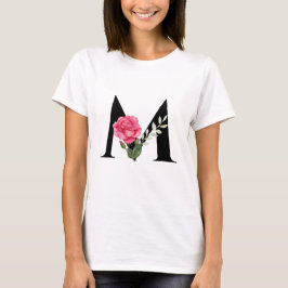 Monogramm Anfangsbuchstabe M in Schwarz mit rosa R T-Shirt