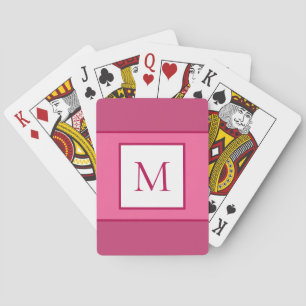 Monogramm Anfangsbuchstabe Modern Rosa Weiß Fahrra Spielkarten
