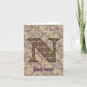 Monogramm Anfangsbuchstabe N Vintage-Blumenmuster 