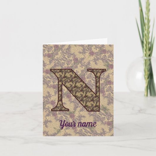 Monogramm Anfangsbuchstabe N Vintage-Blumenmuster (Vorderseite)
