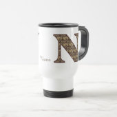 Monogramm Anfangsbuchstabe N Vintage-Blumenmuster  Reisebecher (VorderseiteRechts)
