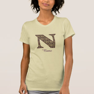 Monogramm Anfangsbuchstabe N Vintage-Blumenmuster  T-Shirt