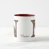 Monogramm Anfangsbuchstabe N Vintage-Blumenmuster Tasse (Zentrum)