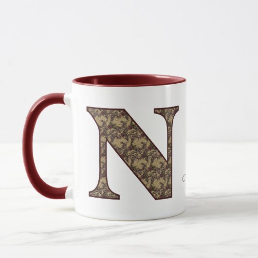 Monogramm Anfangsbuchstabe N Vintage-Blumenmuster Tasse (Links)