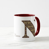 Monogramm Anfangsbuchstabe N Vintage-Blumenmuster Tasse (VorderseiteRechts)