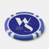 Monogramm Anfangsbuchstabe Name Blau Weiß Tischspi Pokerchips (Einzeln)