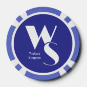 Monogramm Anfangsbuchstabe Name Blau Weiß Tischspi Pokerchips (Rückseite)