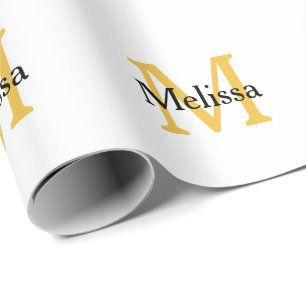 Monogramm Anfangsbuchstabe Name Gold Schwarz Weiß  Geschenkpapier