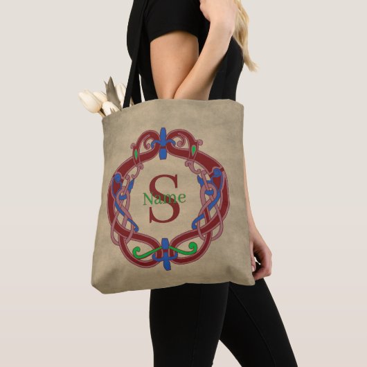 Monogramm Anfangsbuchstabe Name keltisches Design Tasche (Von Nahem)