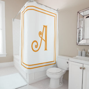 Monogramm Anfangsbuchstabe Name Orange Weiß Benutz Duschvorhang