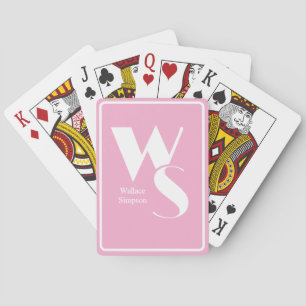 Monogramm Anfangsbuchstabe Name Pink und Weiß Tisc Spielkarten