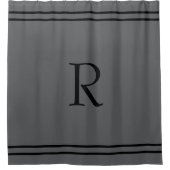 Monogramm Anfangsbuchstabe Name Schwarz Streifen D Duschvorhang (Vorderseite)