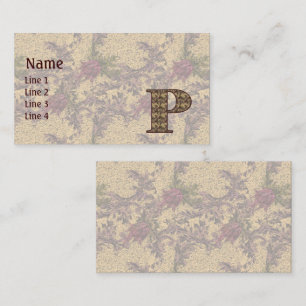 Monogramm Anfangsbuchstabe P Elegant Vintage flora Visitenkarte