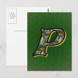 Monogramm Anfangsbuchstabe P Gänseblümchen Blumen  Postkarte