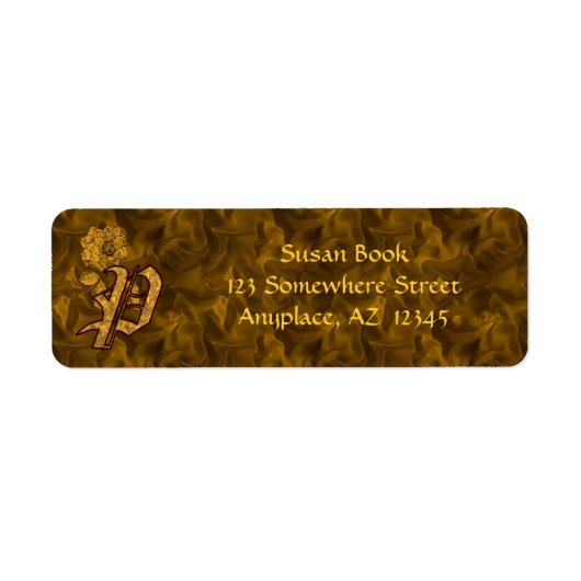 Monogramm Anfangsbuchstabe P Gold Pfingstrose Rück (Vorne)