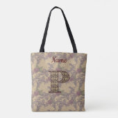 Monogramm Anfangsbuchstabe P Vintage Blumen Person Tasche (Rückseite)