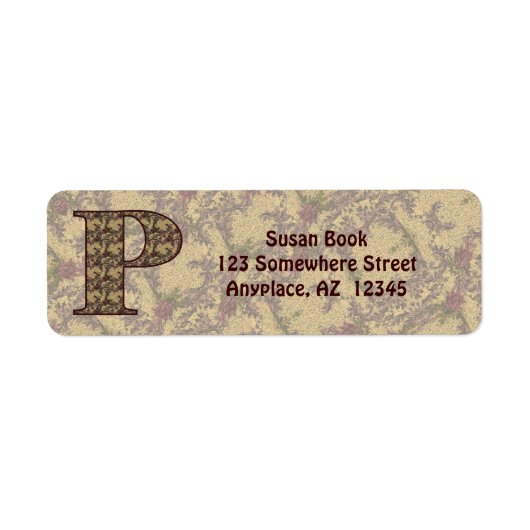 Monogramm Anfangsbuchstabe P Vintage-Blumen-Rückse (Vorne)