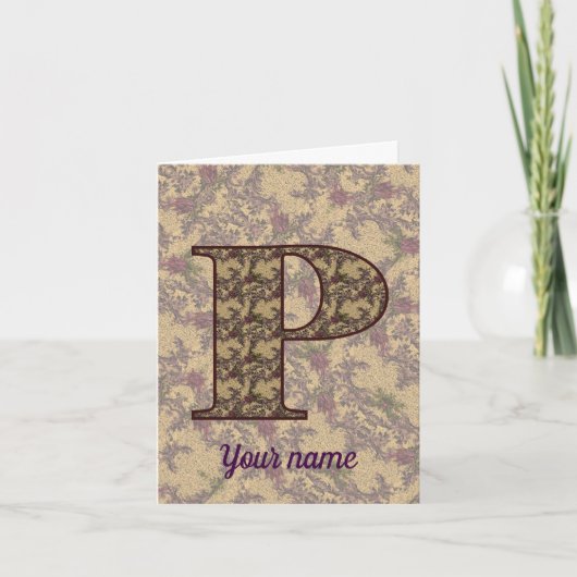 Monogramm Anfangsbuchstabe P Vintage-Blumenmuster (Vorderseite)