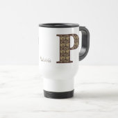 Monogramm Anfangsbuchstabe P Vintage-Blumenmuster Reisebecher (VorderseiteRechts)