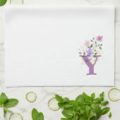 Monogramm Anfangsbuchstabe plus florales Design Geschirrtuch (Gefaltet)