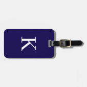 Monogramm Anfangsbuchstabe Preppy Brief Navy Blau Gepäckanhänger (Vorderseite horizontal)