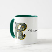 Monogramm Anfangsbuchstabe R Gänseblümchen Blumen  Tasse (Vorderseite Links)