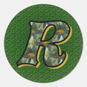 Monogramm Anfangsbuchstabe R Gänseblümchen-Blumenk Runder Aufkleber