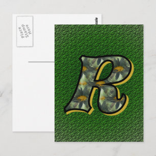 Monogramm Anfangsbuchstabe R Gänseblümchen Florale Postkarte