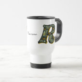 Monogramm Anfangsbuchstabe R Gänseblümchen Florale Reisebecher (VorderseiteRechts)