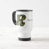 Monogramm Anfangsbuchstabe R Gänseblümchen Florale Reisebecher (Vorderseite Links)