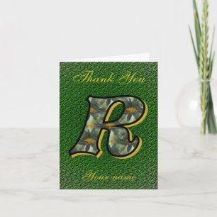 Monogramm Anfangsbuchstabe R Gänseblümchen Kunst P Dankeskarte