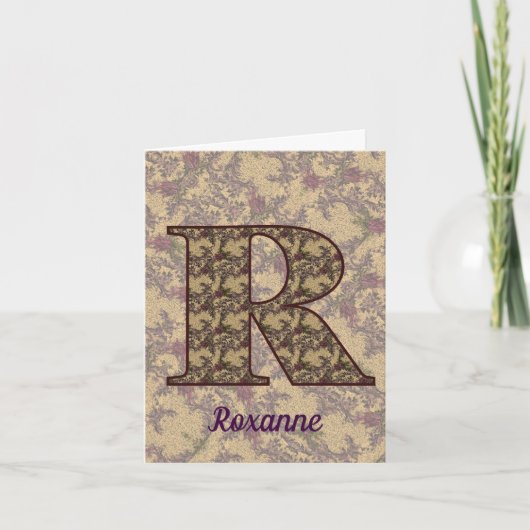 Monogramm Anfangsbuchstabe R Vintage-Blumenmuster (Vorderseite)