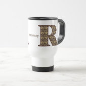 Monogramm Anfangsbuchstabe R Vintage-Blumenmuster Reisebecher (VorderseiteRechts)