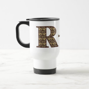 Monogramm Anfangsbuchstabe R Vintage-Blumenmuster  Reisebecher