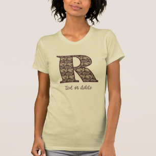 Monogramm Anfangsbuchstabe R Vintage-Blumenmuster  T-Shirt